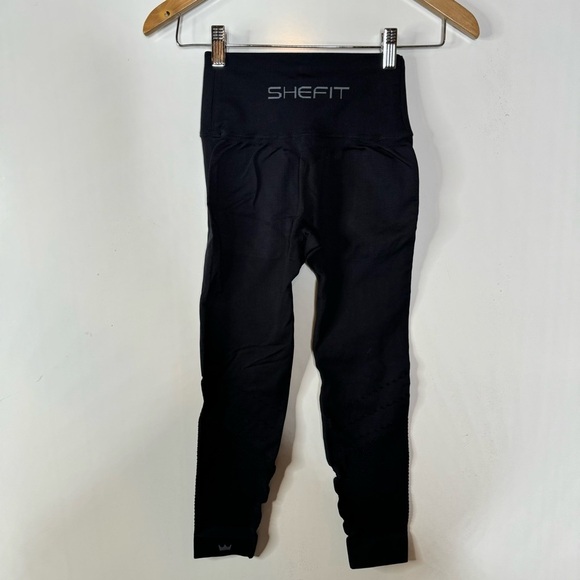 Shefit Black Crossover Waist Seamless Compression Leggings Size Small - Picture 3 of 8